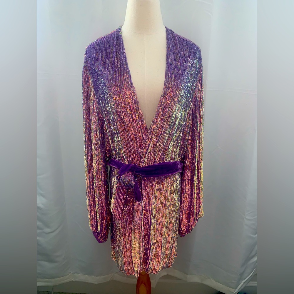 Retrofete purple sequin mini dress